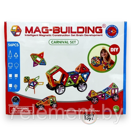 Детский магнитный конструктор GB-W56, объемный Mag-Building, маг билдинг для детей, геометрические фигуры - фото 2 - id-p218603650