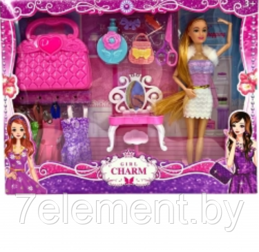Кукла Барби с аксессуарами и платьями, Barbie детский игровой набор кукол для девочек Girl Charm - фото 2 - id-p218602637