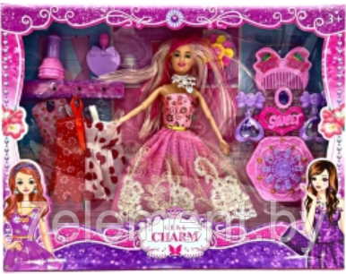 Кукла Барби с аксессуарами и платьями, Barbie детский игровой набор кукол для девочек Girl Charm - фото 1 - id-p218602639