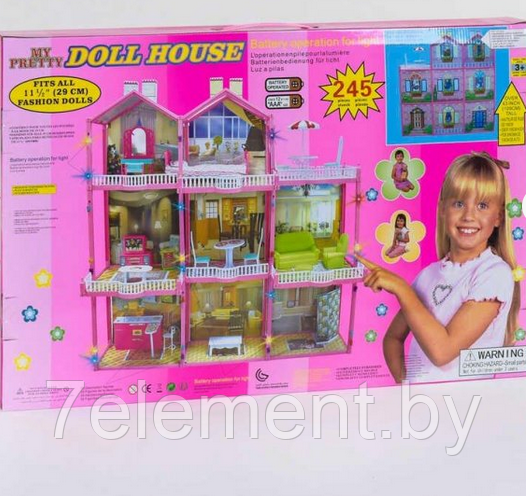 Домик для кукол, игровой кукольный набор для девочек DOLL HOUSE, игрушечный дом куклы Барби Barbie 6992 - фото 2 - id-p218602641