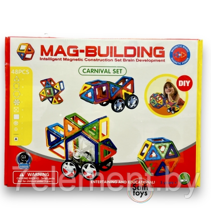 Детский магнитный конструктор 1511, объемный Mag-Building, маг билдинг для детей, геометрические фигуры - фото 5 - id-p218603651