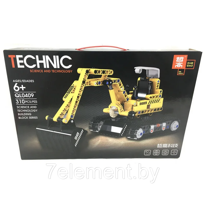 Детский конструктор Zhe Gao Technic Экскаватор QL0409, 310 деталей, аналог Lego лего Technik техник - фото 1 - id-p218601727