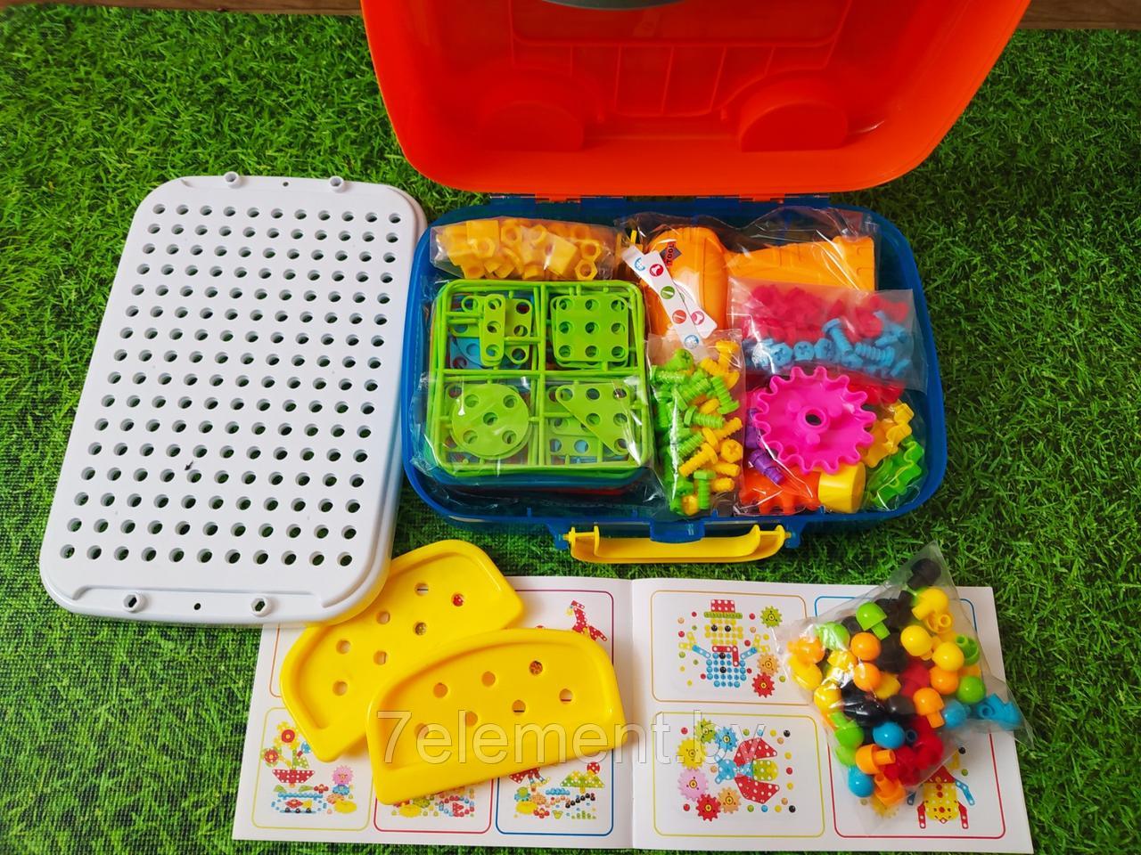 Детский игровой конструктор-мозаика Bus Gear Platter с шуруповертом и шестеренками 6в1, для игры детей - фото 2 - id-p218601731