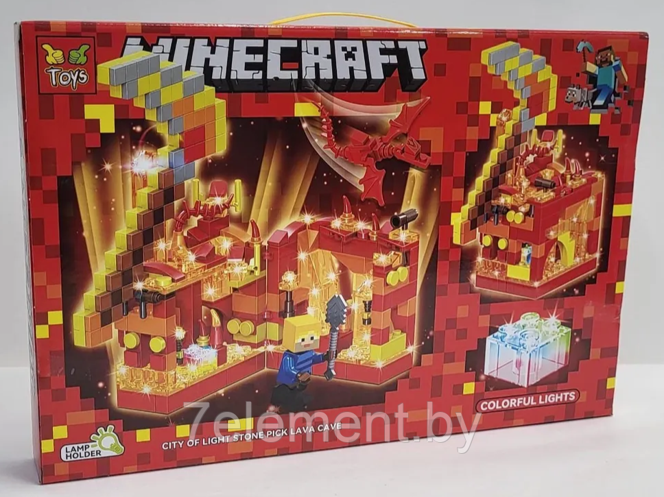 Детский конструктор Minecraft Огненная крепость Майнкрафт GT-111 серия my world аналог лего lego LED подсветка - фото 3 - id-p218603716