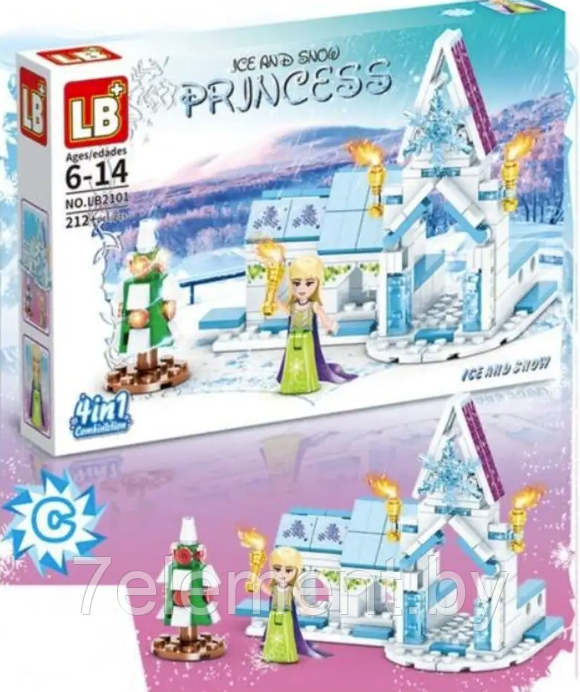 Детский конструктор для девочек Холодное сердце ледяной замок Эльзы frozen LB2101, аналог лего lego 212 дет. - фото 1 - id-p218603736