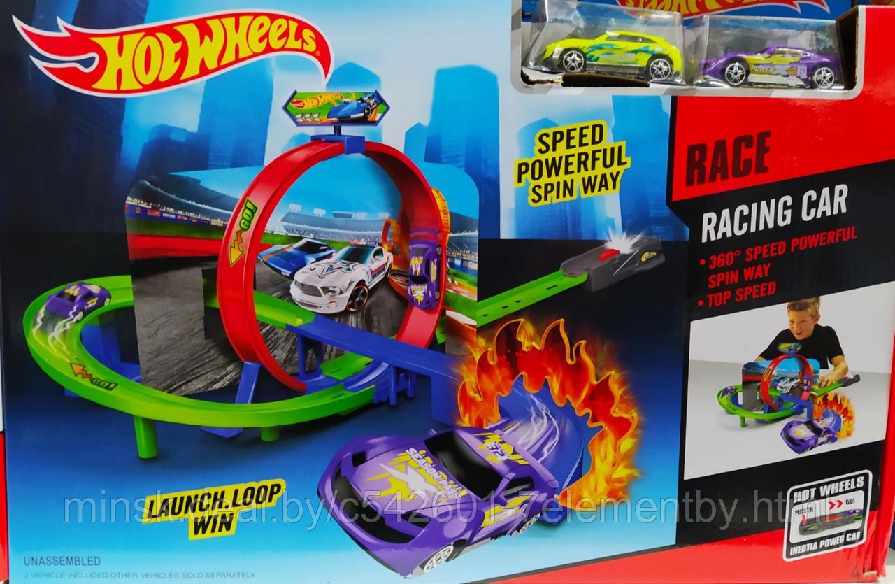 Трек Хот вилс Hot wheels с трамплином автозапуском и 2 машинки, игрушки автотрек гоночный Хотвилс - фото 1 - id-p218601770