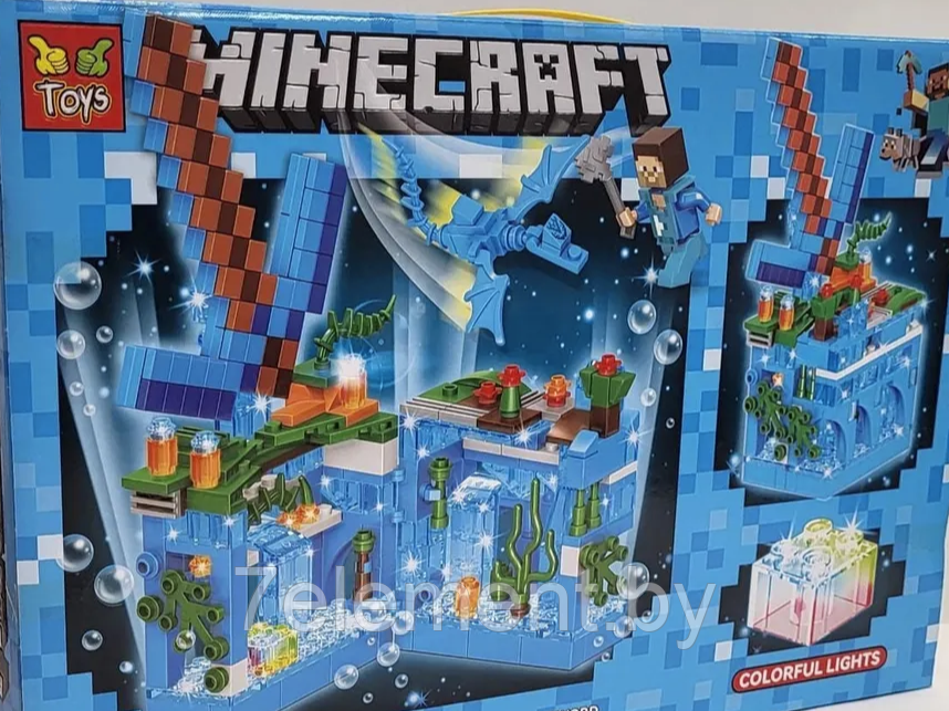 Детский конструктор Minecraft Подводная крепость Майнкрафт GT-118 серия my world аналог лего lego LED, 353 д. - фото 2 - id-p218603753