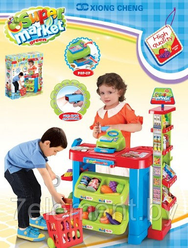 Детский игровой набор магазин 008-85 для девочек, свет, звук, кассовый аппарат, сканер, деньги, 29 предметов - фото 2 - id-p218602753