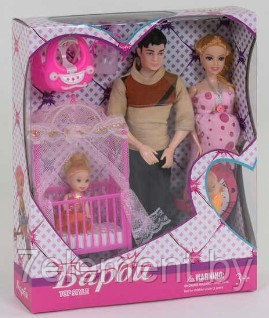 Беременная кукла Барби с мужем и детьми, детский игровой набор кукол для девочек с аксессуарами - фото 1 - id-p218602762