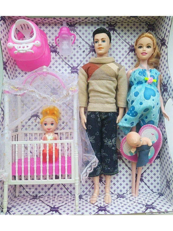 Беременная кукла Барби с мужем и детьми, детский игровой набор кукол для девочек с аксессуарами - фото 2 - id-p218602762