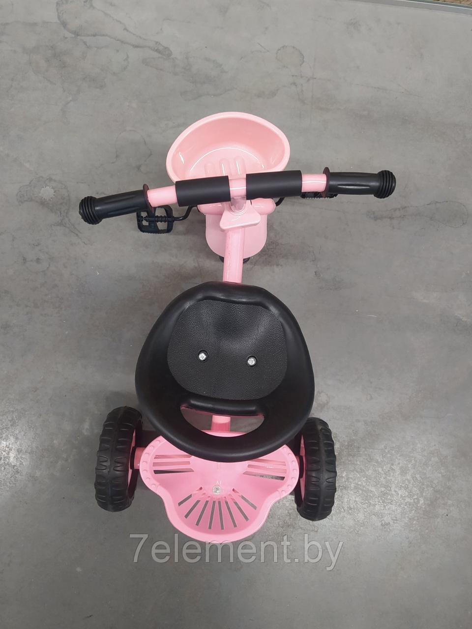 Велосипед детский Малыш трёхколёсный розовый с корзинкой и багажником для малышей, беговел для самых маленьких - фото 7 - id-p218602863