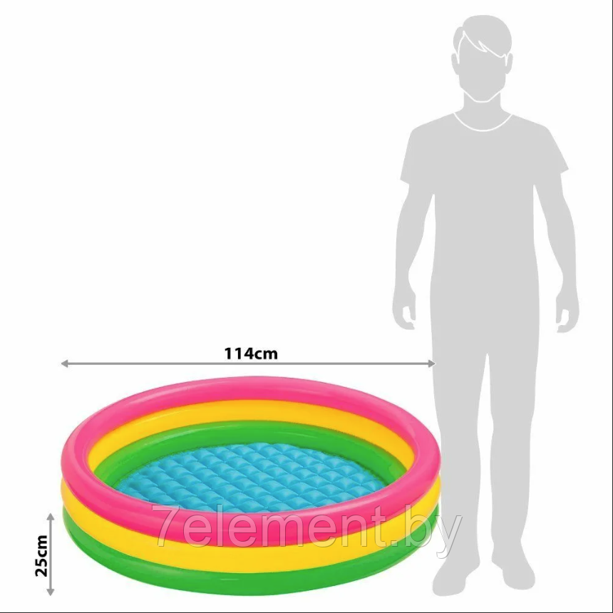 Детский надувной бассейн Радуга круглый, интекс intex 57412 плавательный надувное дно для детей малышей - фото 3 - id-p218602889