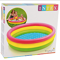 Детский надувной бассейн Радуга круглый, интекс intex 57412 плавательный надувное дно для детей малышей