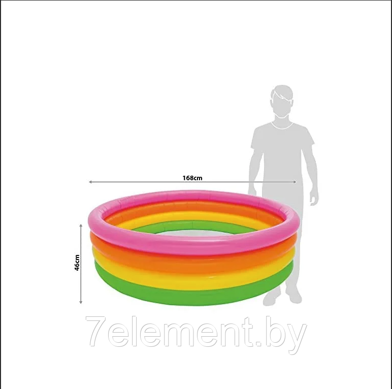 Детский надувной бассейн Радуга круглый, интекс intex 56441 плавательный надувное дно для детей малышей - фото 2 - id-p218602891
