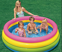 Детский надувной бассейн Радуга круглый, интекс intex 56441 плавательный надувное дно для детей малышей