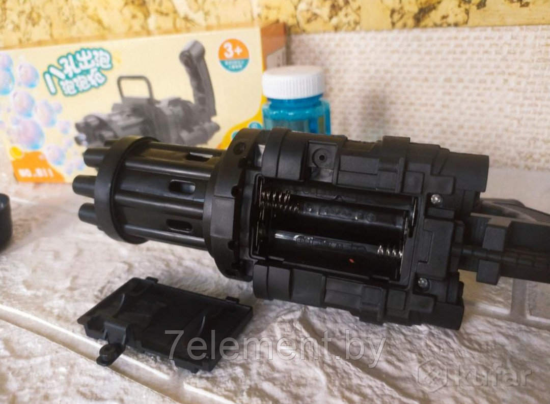 Детский пистолет генератор "Миниган" для создания мыльных пузырей на батарейках, автоматический для игры детей - фото 2 - id-p218602031