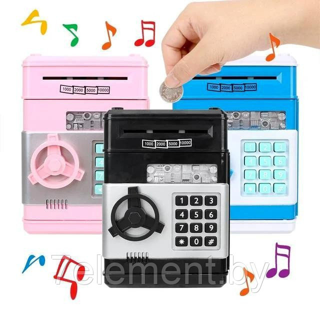 Сейф - копилка с купюроприемником, детская электронная копилка для детей банкомат игрушка - фото 1 - id-p218602048