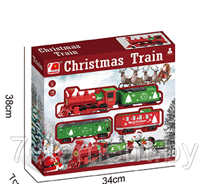 Детская железная дорога свет+звук, Рождественский большой игрушечный поезд, Christmas train, игрушка паровоз - фото 1 - id-p218602949