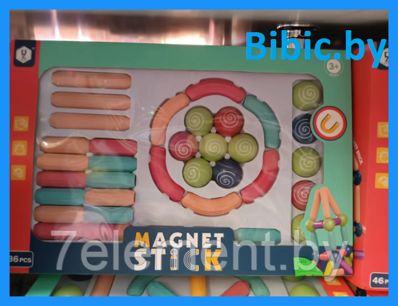 Детский магнитный конструктор Magnet Stick 36 деталей, детская развивающая игрушка шарики и палочки для детей - фото 1 - id-p218602069