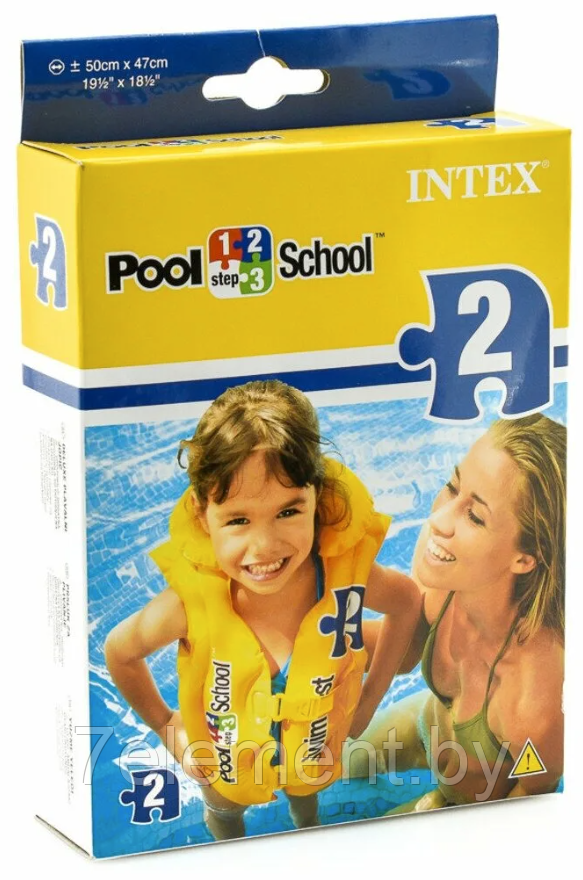 Детский надувной жилет для плавания Интекс Pool School Step 2, 50х47 см (от 3 до 6 лет) INTEX жилет 58660EU - фото 1 - id-p218602961
