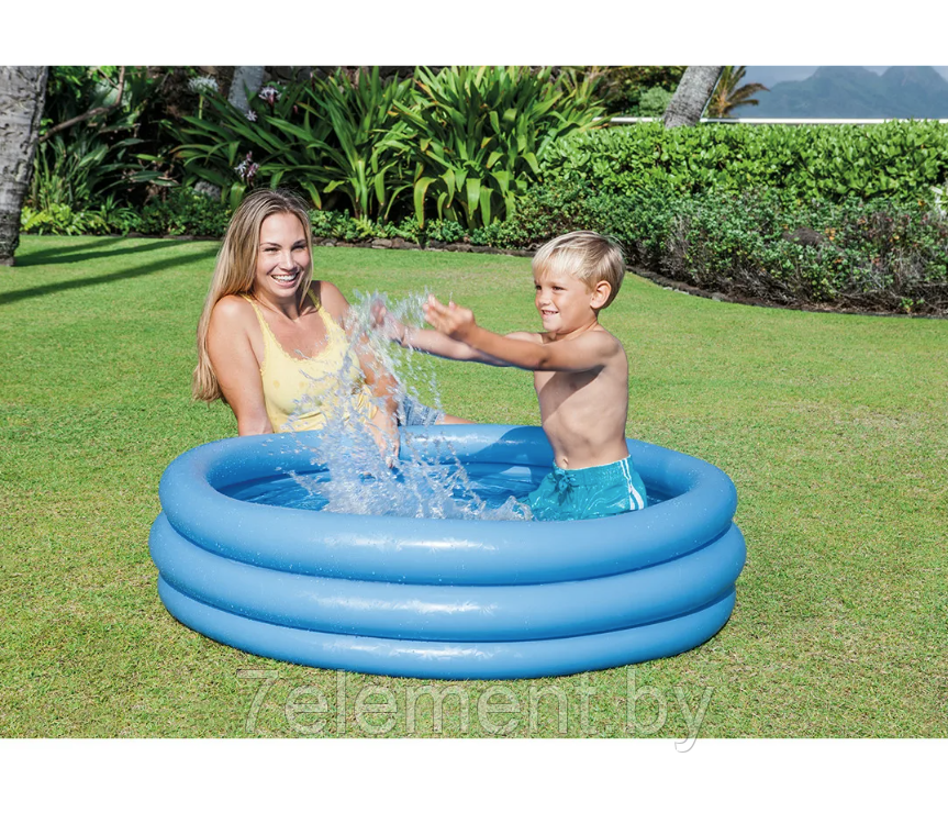 Детский надувной бассейн Голубой кристалл круглый,интекс intex 59416NP плавательный для купания плавания детей - фото 3 - id-p218602993