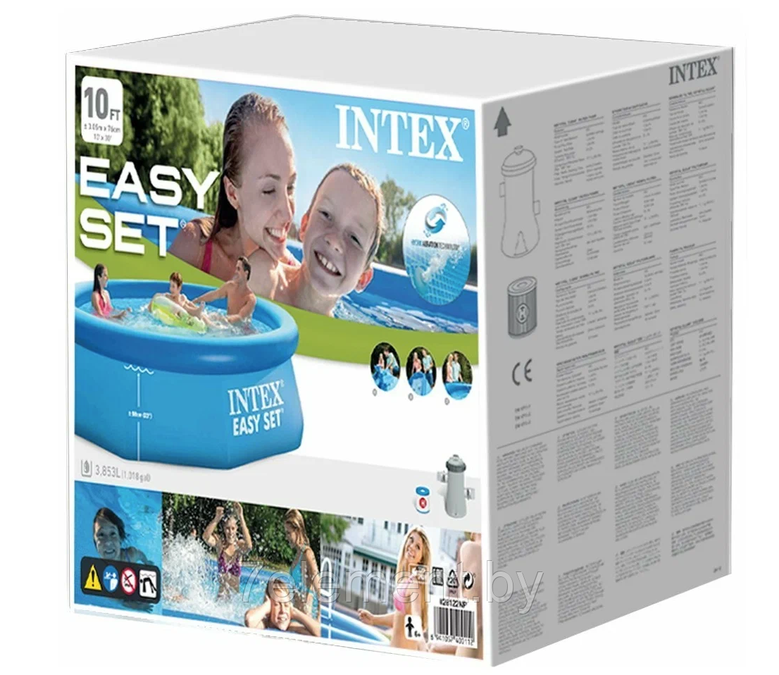 Надувной бассейн Easy Set для всей семьи круглый,интекс intex 28122N плавательный для купания детей и взрослых - фото 3 - id-p218603011