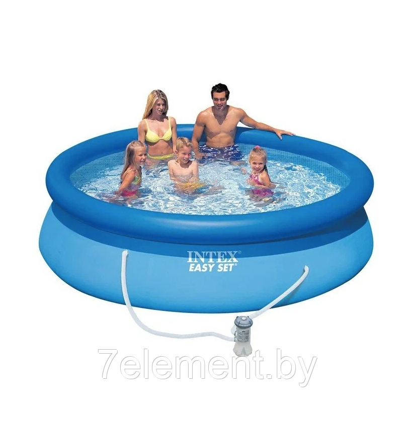 Надувной бассейн Easy Set для всей семьи круглый,интекс intex 28122N плавательный для купания детей и взрослых - фото 4 - id-p218603011