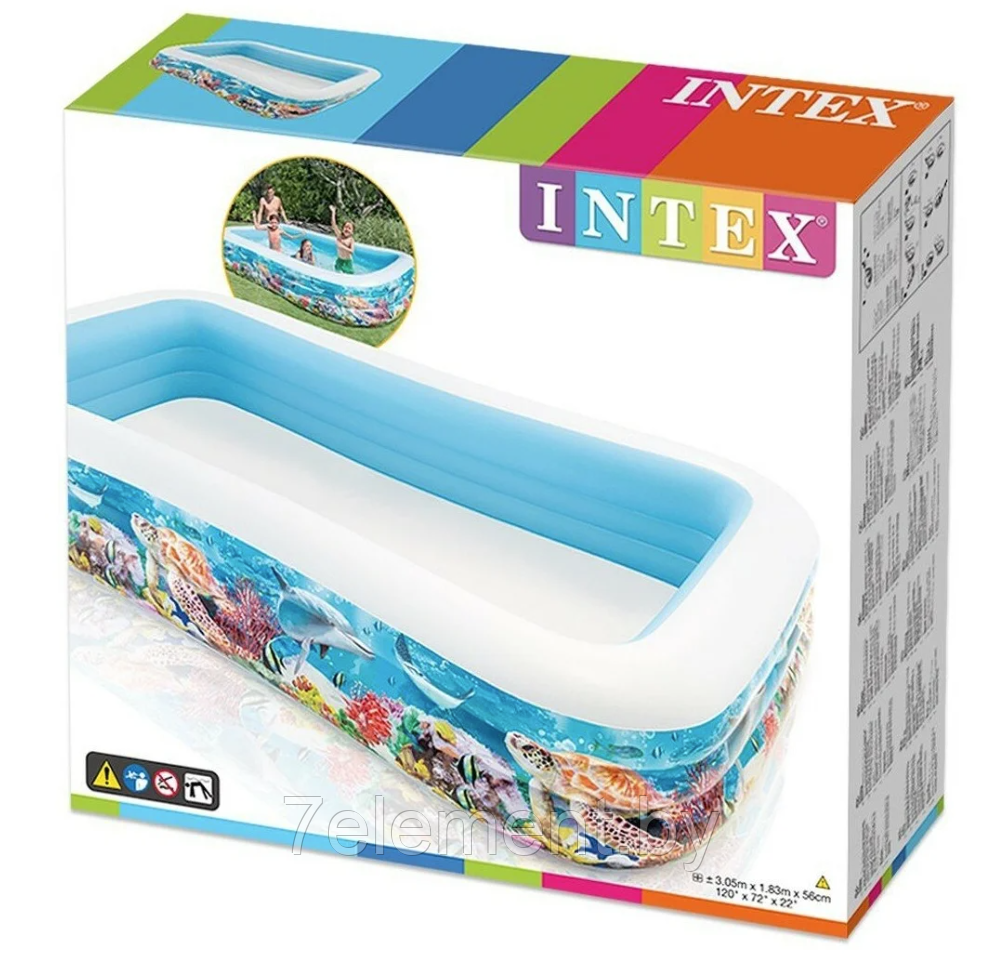 Семейный надувной бассейн Tropical Reef, интекс intex 58485NP плавательный для купания детей и взрослых - фото 1 - id-p218603024