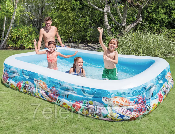 Семейный надувной бассейн Tropical Reef, интекс intex 58485NP плавательный для купания детей и взрослых - фото 2 - id-p218603024
