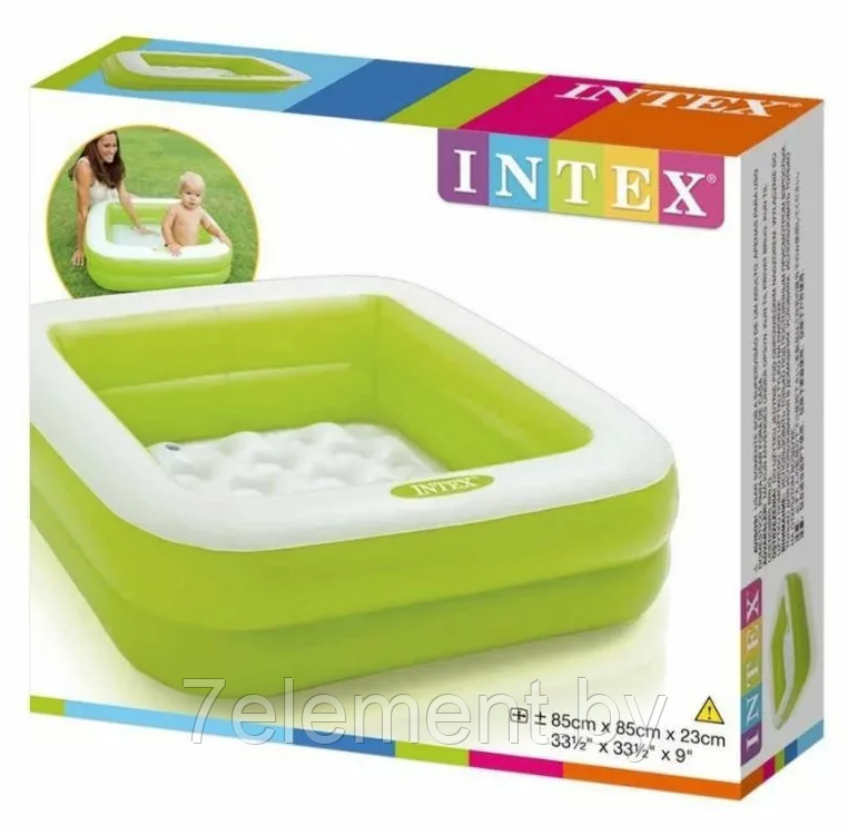 Детский надувной бассейн Малыш квадратный,интекс intex 57100NP плавательный для купания плавания детей малышей - фото 3 - id-p218603027