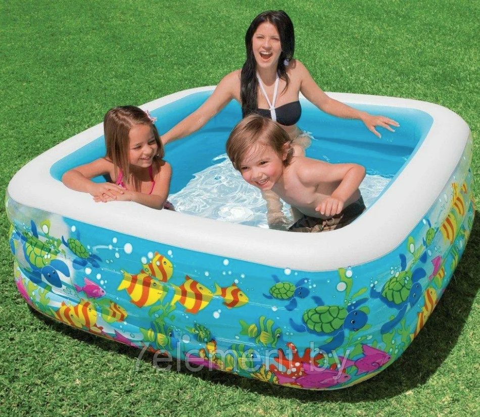 Детский надувной бассейн квадратный, интекс intex 57471NP плавательный для купания плавания детей малышей - фото 1 - id-p218603030