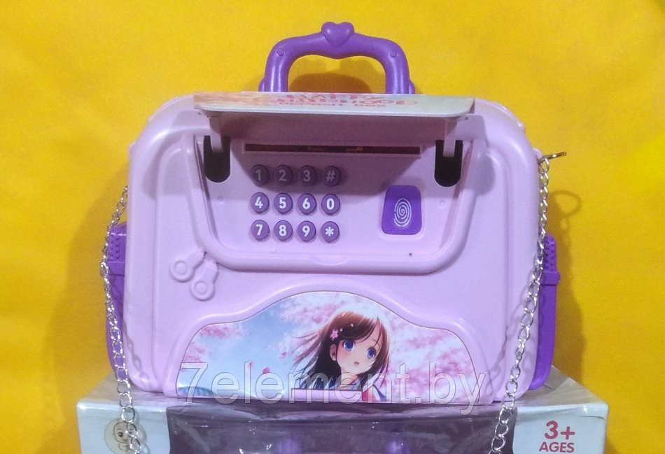 Детский сейф сумочка копилка с кодом для девочек с купюроприемником, игровой тематический набор игрушка - фото 3 - id-p218602127