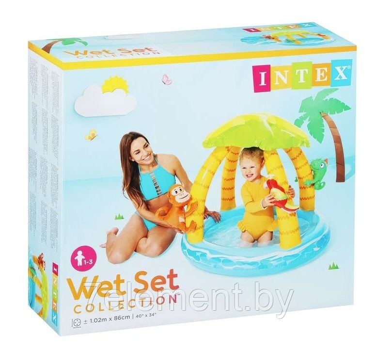 Детский надувной бассейн «Тропики», интекс intex 58417NP плавательный для купания плавания детей малышей - фото 1 - id-p218603037