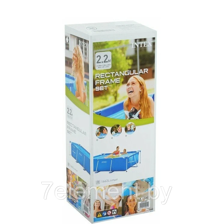 Каркасный бассейн Rectangular Frame прямоугольный,интекс intex 28270NP плавательный для купания плавания семьи - фото 4 - id-p218603082