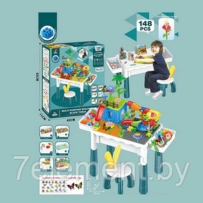 Детский конструктор игровой столик со стулом для детей малышей развивающий, большие детали для ребенка, фото 2
