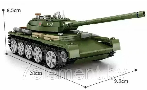 Детский конструктор Военный танк со светом 82049 Т-44, военная техника серия аналог лего lego Тяжелый танк - фото 2 - id-p218602264