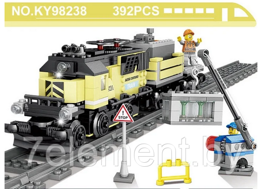 Детский конструктор Грузовой поезд на батарейках 98328, паровоз аналог лего lego сити cities, городская серия - фото 3 - id-p218602273
