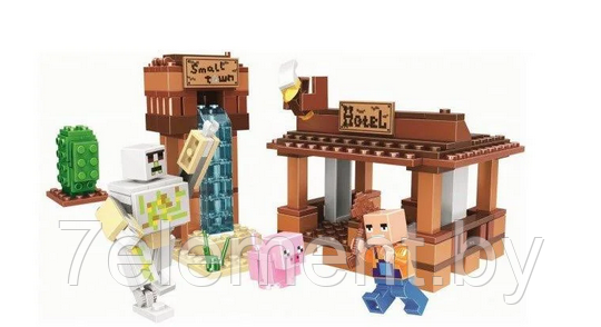 Детский конструктор Minecraft Майнкрафт мини отель домик 11133 серия my world блочный аналог лего lego - фото 3 - id-p218602283