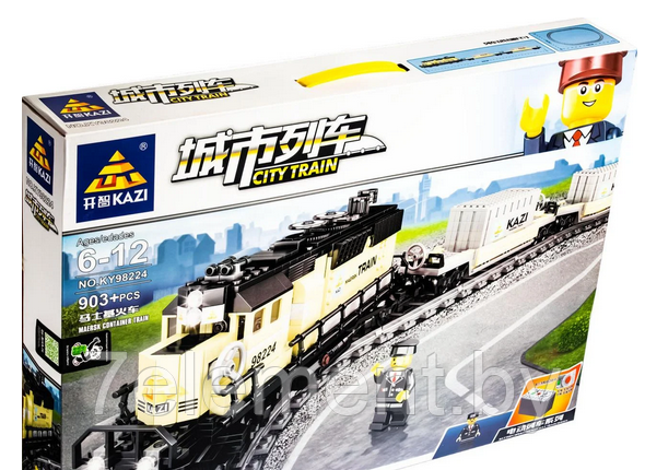 Детский конструктор Грузовой поезд на батарейках 98224, паровоз аналог лего lego сити железная дорога - фото 1 - id-p218602289