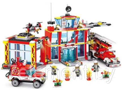 Детский конструктор Пожарная охрана станция 80532, серия сити cities пожарные аналог лего lego - фото 2 - id-p218602295