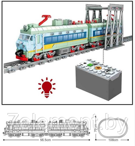 Детский конструктор Электропоезд на батарейках 98254, паровоз аналог лего lego сити железная дорога - фото 4 - id-p218602296