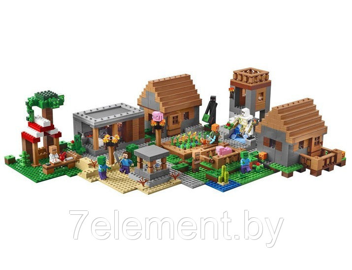 Детский конструктор Большая деревня Minecraft Майнкрафт 10531 серия my world блочный аналог лего lego - фото 4 - id-p218602317