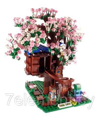 Детский конструктор светящийся Minecraft Майнкрафт Дом на дереве LB582 серия my world аналог лего lego - фото 1 - id-p218602323