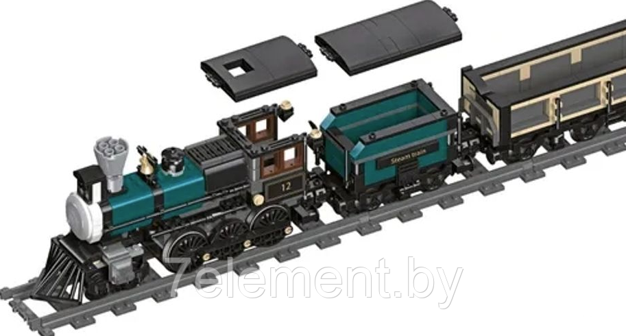 Детский конструктор поезд паровоз 59002 локомотив железная дорога JIESTAR, аналог лего lego сити - фото 2 - id-p218603222