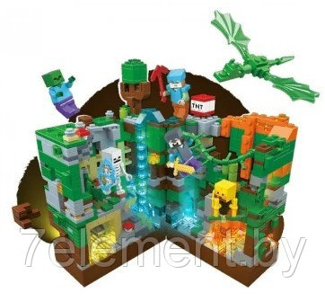 Детский конструктор светящийся Minecraft Зеленая крепость Майнкрафт LB607 серия my world аналог лего lego - фото 1 - id-p218602339