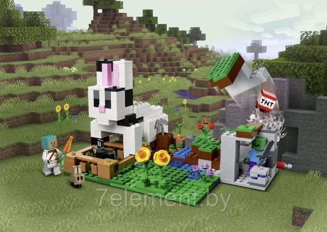 Детский конструктор Minecraft Майнкрафт Кроличье ранчо ферма 1080 серия my world блочный аналог лего lego - фото 2 - id-p218602344