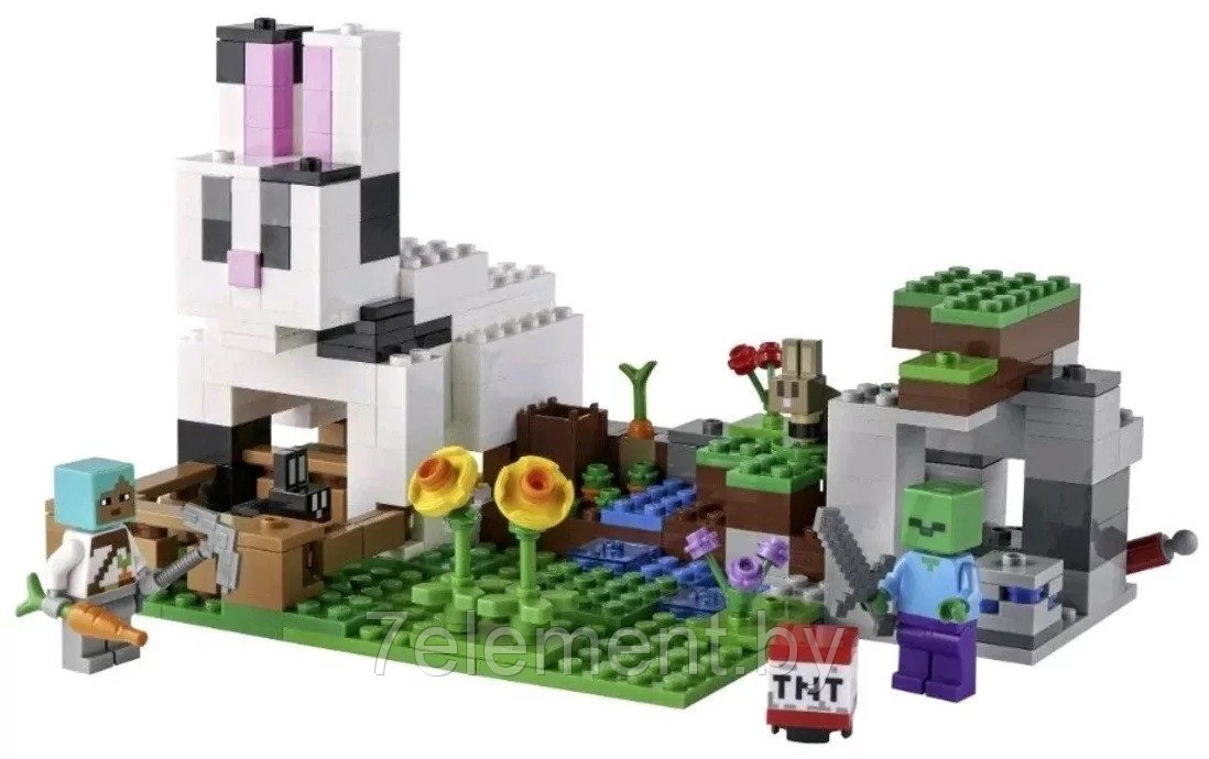 Детский конструктор Minecraft Майнкрафт Кроличье ранчо ферма 1080 серия my world блочный аналог лего lego - фото 3 - id-p218602344