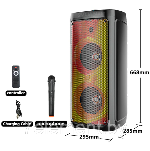 Портативная колонка BT SPEAKER ZQS-8215. Мощная беспроводная акустическая система. Микрофон, пульт, подсветка - фото 2 - id-p218603247