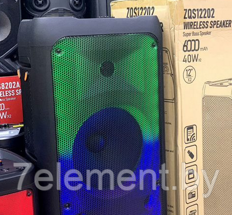 Портативная колонка BT SPEAKER ZQS 12202. Мощная беспроводная акустическая система. Микрофон, пульт, подсветка - фото 3 - id-p218603253