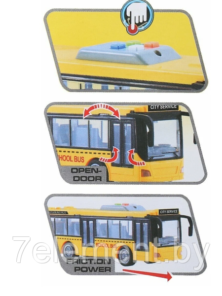 Детский инерционный автобус WY915B для мальчиков, игрушка для детей на батарейках, свет, звук, машинки - фото 5 - id-p218603268
